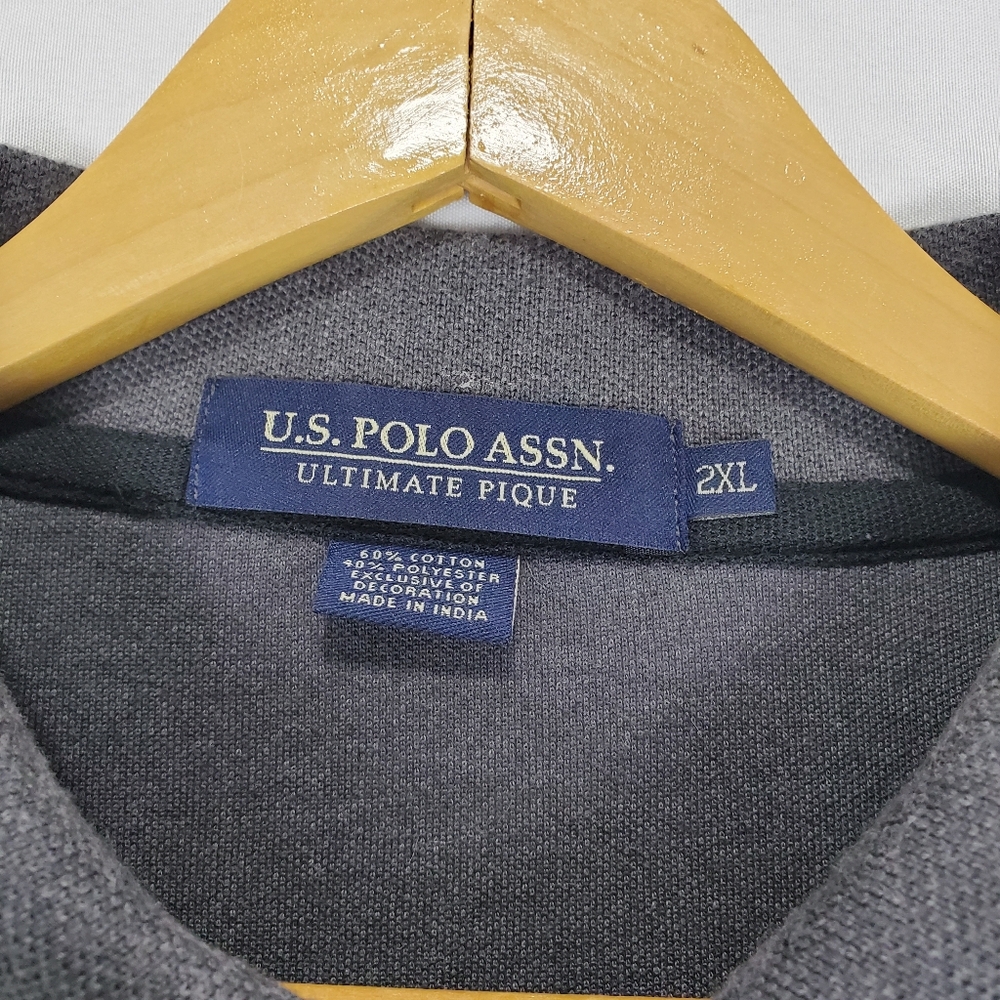 US Polo Association - Men's Charcoal Gray Short Sleeve Polo Shirt Size 2XL - Picture 6 of 16